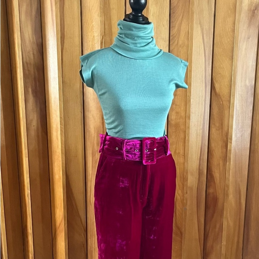 Vintage 1970’s Teal Short Sleeve Turtle Neck Top, Extra Small - Picture 4 of 5